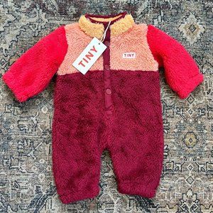 Tiny Cottons Color Block Polar Sherpa One-piece + HAT, size 3M, New with tags